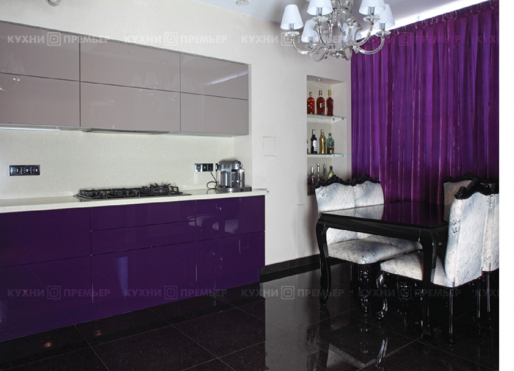фиолетовая угловая кухня картинка