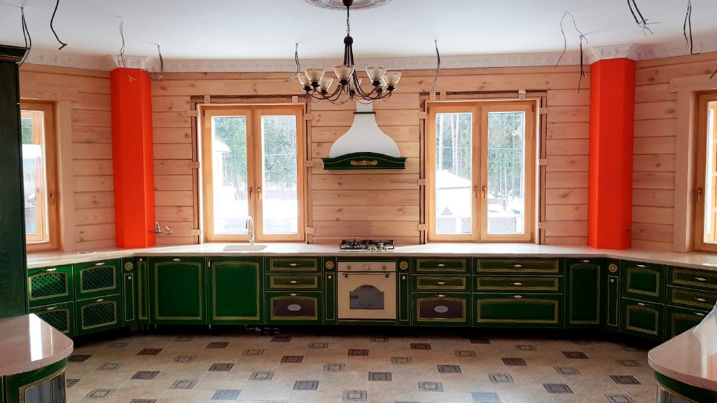 зеленая кухня в доме картинка